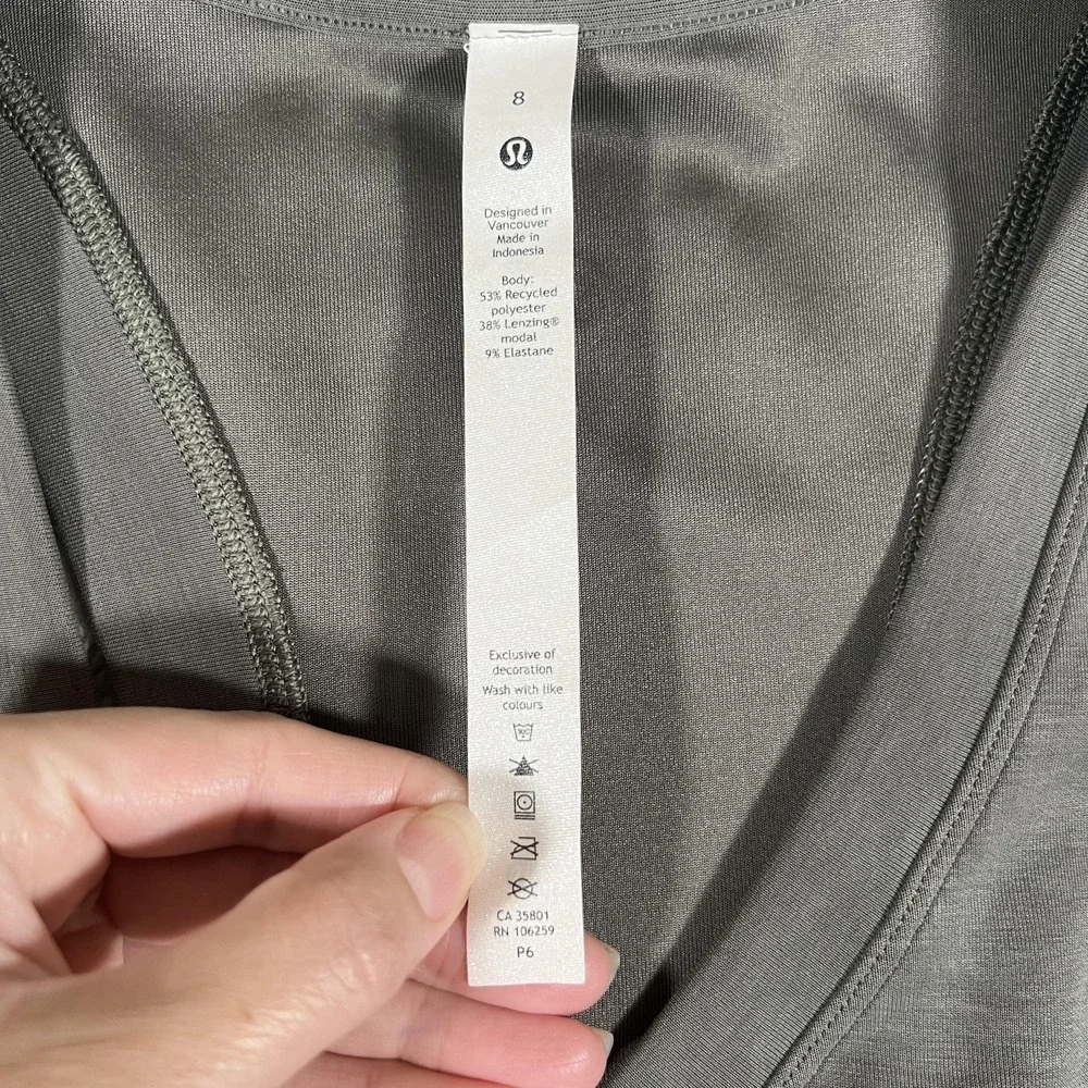 Lululemon Ease of It All Dress Womens EU 8 Gray Sage V-Neck Maxi Casual